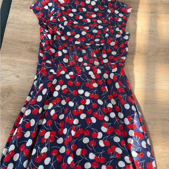 Marilyn Monroe Navy Dress with Red and White Cherry Print - Picture 3 of 8